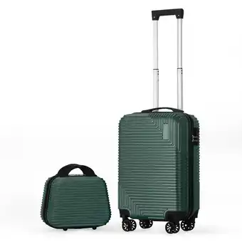 Walmart Diagonal Stripe Luggage ABS 2-Piece Set (14+20) Green offer