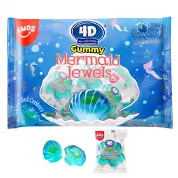 Walmart AMOS Gummy Candy Mermaid Jewels Fruity Filled Raspberry Flavor, 9oz Family Bags offer