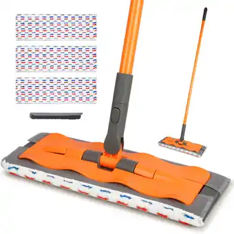 Walmart SUGARDAY Microfiber Wet Flat Mops for Hardwood Floors Cleaning Wet Jet Dust Mop with 3 Mop Pads offer