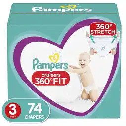 Walmart Pampers Cruisers 360 Fit Active Comfort Diapers, Size 3, 74 ct offer