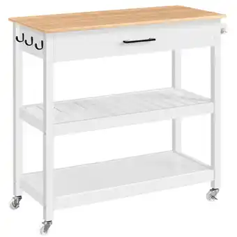 Walmart Alden Design Rolling Kitchen Island Cart with Storage & Drawer, White offer