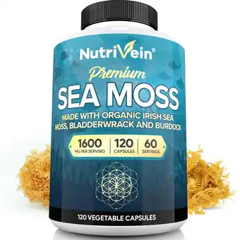 Walmart Nutrivein Organic Sea Moss 1600mg - 120 Capsules - Keto Detox, Gut, Joint Support offer