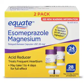 Walmart Equate Acid Reducer Esomeprazole Capsules, 20 mg, 28 Count, 2 Pack offer