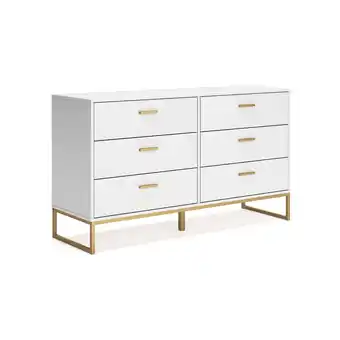 Walmart Signature Design by Ashley Socalle 6 Drawer Dresser, White/Gold offer