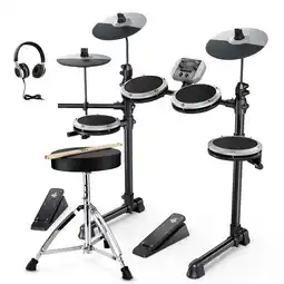 Walmart Donner Electric Drum Set with 180+ Sounds, Mesh Pad Drums Kit for Adults Beginners,DED-80, Gray offer