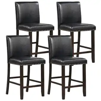 Walmart Gymax Set of 4 Bar Stools PVC Leather Counter Height Chairs for Kitchen Island Black offer