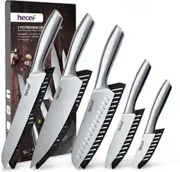 Walmart Hecef 5 PCS High Carbon Stainless Steel Kitchen Knife Set with Ergonomic Handle and Blade Covers offer