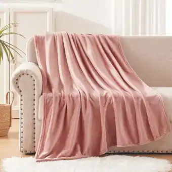 Walmart Exclusivo Mezcla Large Flannel Fleece Velvet Plush Throw Blanket - 50 x 60 (Pink) offer