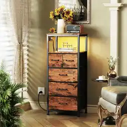 Walmart TYDIMOR Small Dresser for Bedroom, 5 Drawer with Charging Station, Brown, Ideal for Adults offer