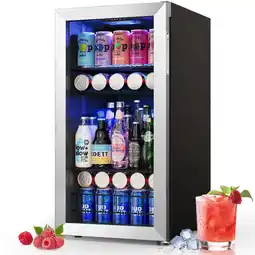 Walmart Yeego Beverage Refrigerator Cooler, Freestanding Beverage Fridge with Glass Door, 95-121 Can offer