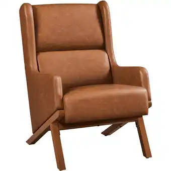 Walmart Renwick High Back PU Leather Upholstered Accent Chair for Home Office, Brown offer