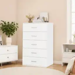 Walmart Homfa 5 Drawers White Dresser, Vertical Dresser with Metal Handles for Bedroom Living Room offer