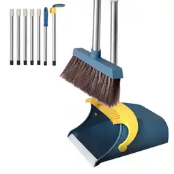 Walmart Broom and Dustpan Set, 51.2 Self-Cleaning with Dustpan Teeth for Pet Hair, Home, Kitchen, Blue offer