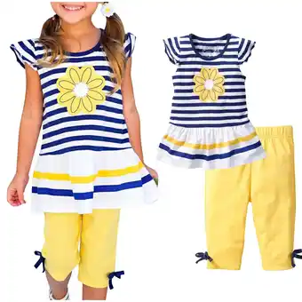 Walmart CHGBMOK 2Pcs Baby Girls Kids Cute Flower T-Shirt Tops+Shorts Pants Outfits Summer Clothes 1-8Y offer