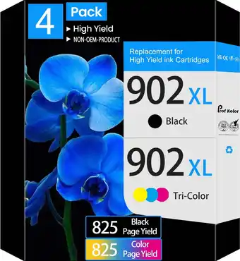 Walmart 902 Ink Cartridges Compatible for HP 902XL Ink Cartridges (4-Pack) offer