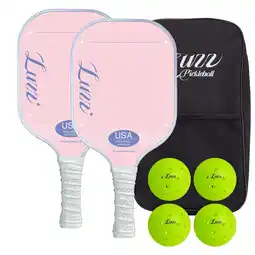 Walmart LUZZ Pickleball Paddle Set of 2 Paddles and 4 Pickle Balls T700 Carbonfiber Racket Set 16mm,Pink offer