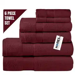 Walmart Homes Perception 6 Pack Towels and Washcloths, 100% Cotton Solid Print Burgundy offer