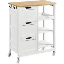 Walmart Renwick 33 H Storage Serving Cart with 3 Drawers for Kitchen Bar, White offer