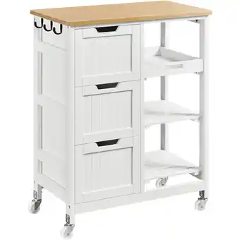 Walmart Renwick 33 H Storage Serving Cart with 3 Drawers for Kitchen Bar, White offer