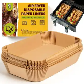 Walmart Katbite Air Fryer Liners Disposable 130PCS, 8.6x5.5'' Rectangle Liners For Air Fryer Basket offer