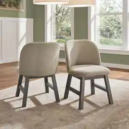 Walmart Weston Home Alta Wood Finish Taupe Fabric Curved Low Back Dining Chair, Set of 2, Gray offer