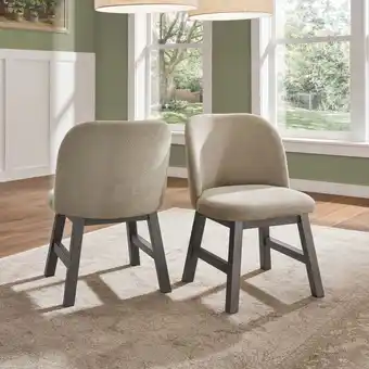 Walmart Weston Home Alta Wood Finish Taupe Fabric Curved Low Back Dining Chair, Set of 2, Gray offer