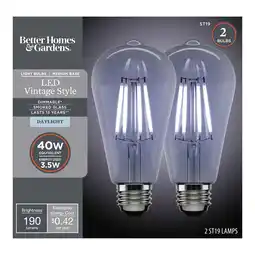 Walmart Better Homes & Gardens LED Vintage Light Bulb, ST19 40 Watts Smoke Classic Filament, E26, Dim - 8 Pk offer