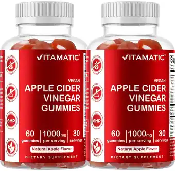 Walmart 2 Pack Vitamatic Apple Cider Vinegar Gummies, 120 Vegan Gummies for Weight Loss Support offer