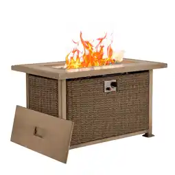 Walmart Danrelax 44 Propane Gas Fire Pit Table, 50000 BTU Flat Tabletop Rectangle Firepit, Beige PE Rattan offer