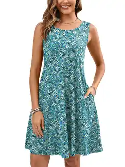 Walmart Chiclily Summer Sleeveless Dress Casual Beach Cover up Tank Sundress with Pockets, Monet Garden L offer