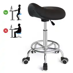 Walmart OUTMASTER Saddle Stool Ergonomic,Comfort Strap Wide Thick Seat Cushion for Medical,Home,Office/Black offer