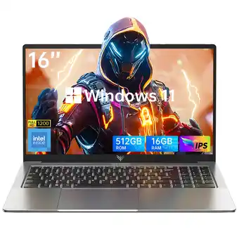 Walmart Laptop 16'' FHD Intel Alder Lake N97 up to 3.6GHz 16GB DDR4 512GB SSD with Windows 11 offer