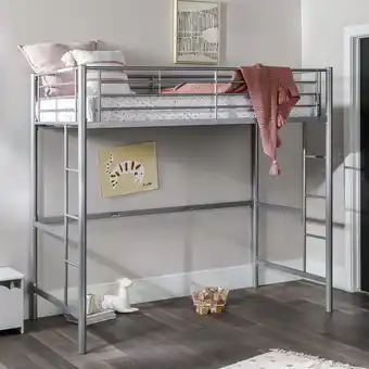 Walmart Walker Edison Premium Traditional Twin Metal Loft Bed, Silver offer