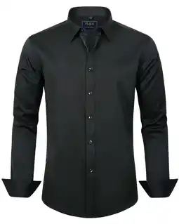 Walmart Alimens & Gentle Mens Solid Long Sleeve Dress Shirts Stretch Cotton Business Shirt offer