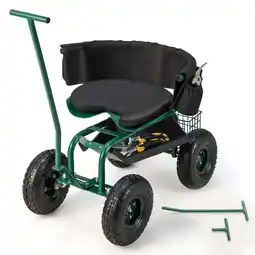 Walmart Costway Rolling Garden Cart Outdoor Gardening Workseat with Adjustable Height &Tool Storage Green offer