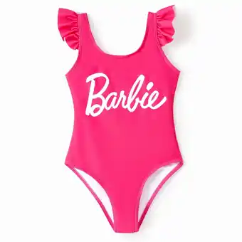 Walmart Barbie Girls One Piece Swimsuit Roseo Letter Print Flutter Summer Swimsuit Sizes 2-12 offer