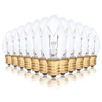 Walmart Simba Lighting C7 15W Replacement Bulb Clear Candle Shape 120V, E12 Candelabra Base, 2700K, 12-Pack offer