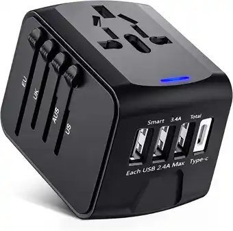 Walmart Universal Travel Adapter, Meromore European Travel Plug Adapter with Type C, Black offer