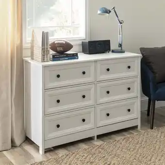 Walmart Walker Edison Modern Farmhouse Grooved 6-Drawer Dresser, White offer