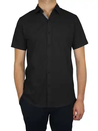 Walmart Mens Slim Fit Short Sleeve Button Up Dress Shirt (S- 5XL) offer