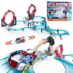 Walmart BUBUQE Slot Car Race Track Sets with Electric Magnetic Cars, Overpass Track Gift for Boys Ages 6-12 offer