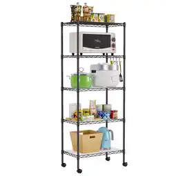 Walmart FDW 5-Tier Metal Wire Garage Storage Rack Shelf Unit For Garage/Kitchen,With Wheels,Black offer