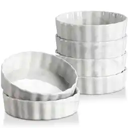 Walmart MALACASA, 8 OZ Ramekins Set of 6, Porcelain Pie Dishes, Tart Pan Small Pie Tins Quiche Pans, Round offer