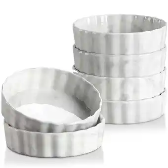 Walmart MALACASA, 8 OZ Ramekins Set of 6, Porcelain Pie Dishes, Tart Pan Small Pie Tins Quiche Pans, Round offer