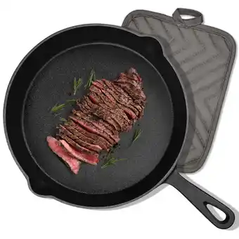 Walmart TINANA 10 inch Pre-Seasoned Cast Iron Skillet with Handle and Dual-Use Insulating Pad offer