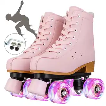 Walmart EONROACOO Roller Skates for Women Girls with Light up Wheels, Adult Pink Skates(Women 8.5/Men 7) offer