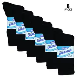 Walmart Unisex Diabetic Crew Circulatory Non-Elastic Cotton Socks for Mens & Womens (6 Pairs Black, 9-11) offer