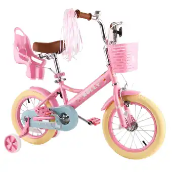 Walmart RULLY 14 Inch Girls Bike with Basket Bike Streamers Toddler Cycle Bikes, Pink offer