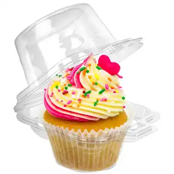 Walmart LotFancy 50Pcs Plastic Clear Individual Cupcake Containers, Cupcake Holders with Lid, Standard Size offer