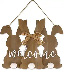 Walmart Lillian Vernon Easter Bunnies Hanging Sign - 12 W x 9-1/2H Wall and Door Decoration offer